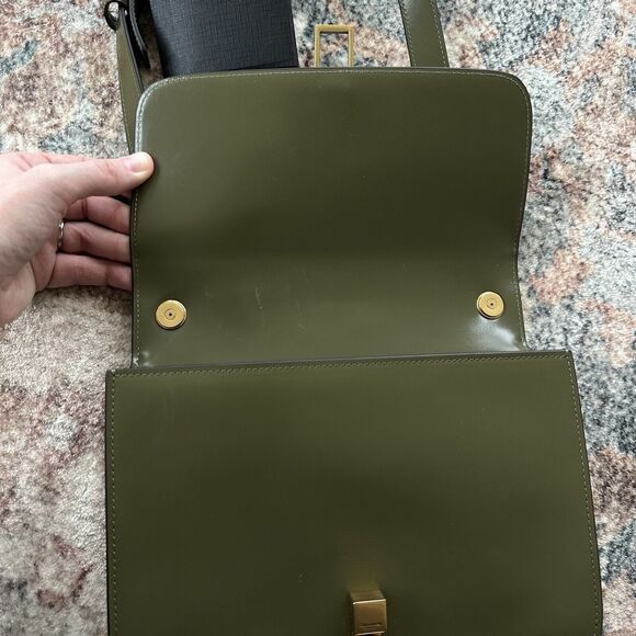 Saint Laurent Le Carre Leather Satchel Shoulder Bag Women's HTF Green Authentic - Picture 9 of 11